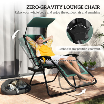 Zero Gravity Lounger Chair, Folding Reclining Chair, Green