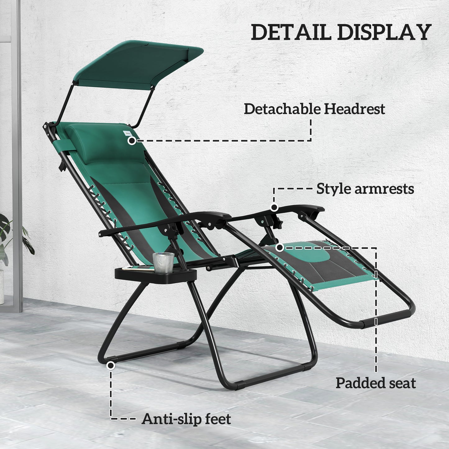 Zero Gravity Lounger Chair, Folding Reclining Chair, Green