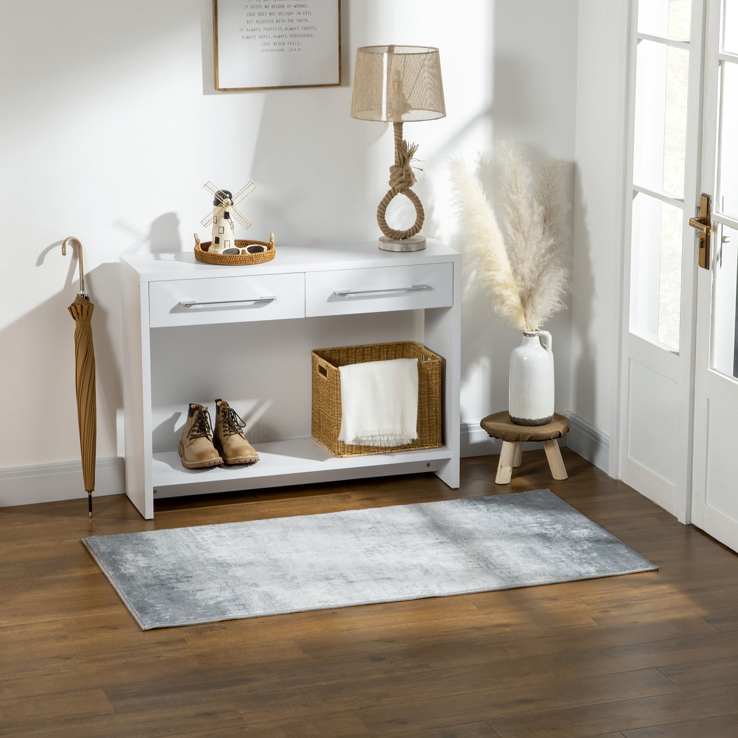 Grey Rug, Modern Ink Render Area Rugs, Decorative Carpet for Living Room, Bedroom, Dining Room, 150 x 80cm