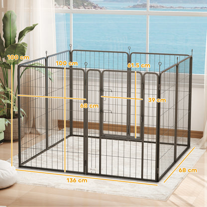 Dog Playpen, 6 Panels Puppy Pen Dog Playpen, 60cm High, Black