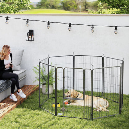 Dog Playpen, 6 Panels Puppy Pen Dog Playpen, 60cm High, Black
