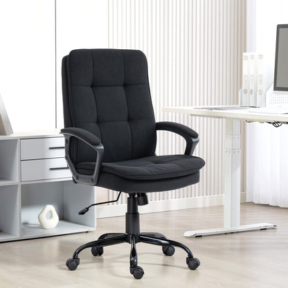 Executive Office Chair, Fabric Computer Desk Chair with Dual-Layer Padding, Adjustable Height, Armrests, Tilt Function, Swivel Wheels for Home Office, Study, Black
