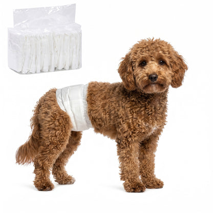 Disposable Dog Diapers Male, 48 Count Absorbent Dog Nappies, Puppy Sanitary Wraps Panties for Incontinence or Excitable Urination and Training, S, 30-48 cm