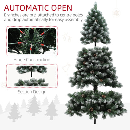 6ft Artificial Pine Christmas Tree with Pinecones, Steel Base