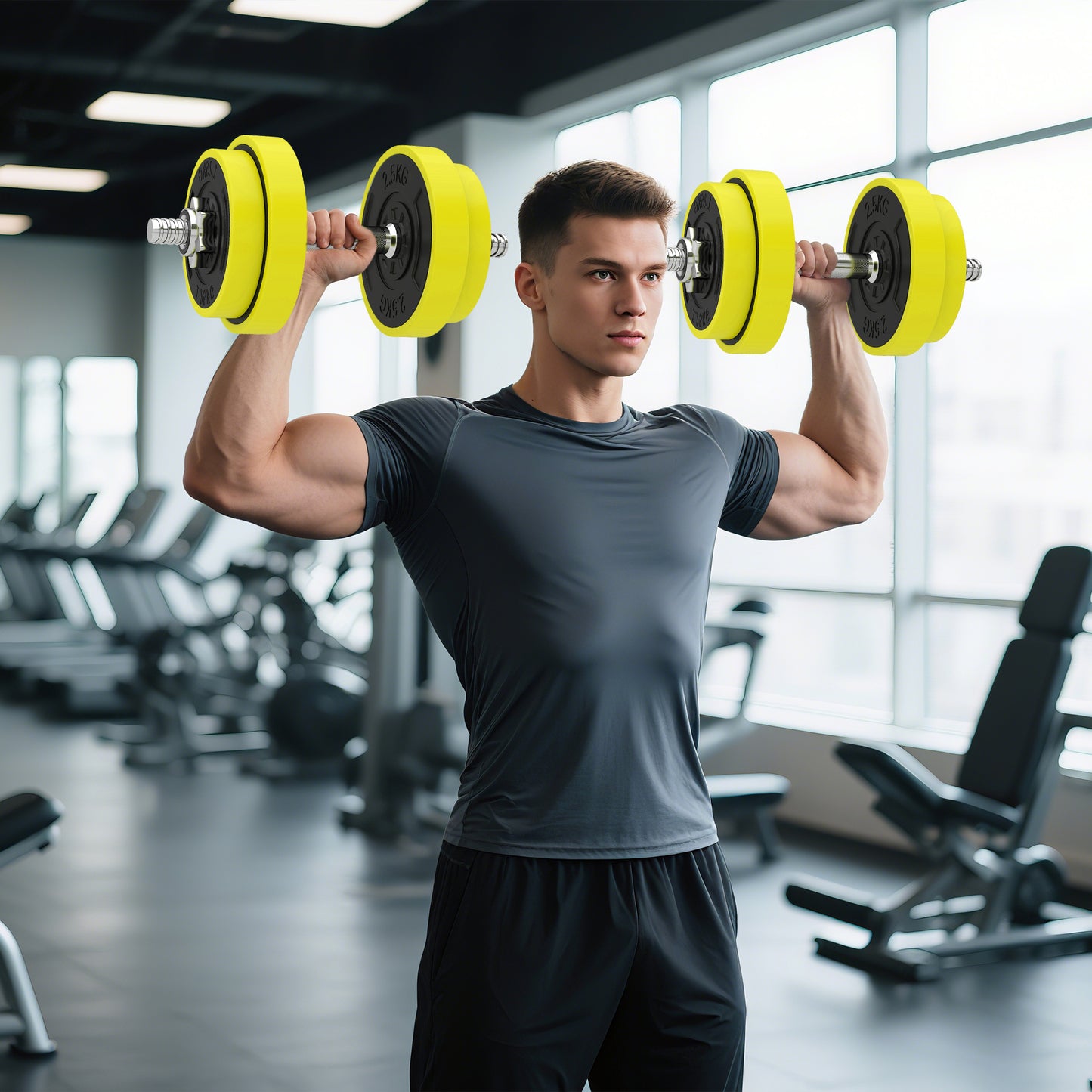 Adjustable 20KGS Barbell & Dumbbell Set for Home Gym, Yellow