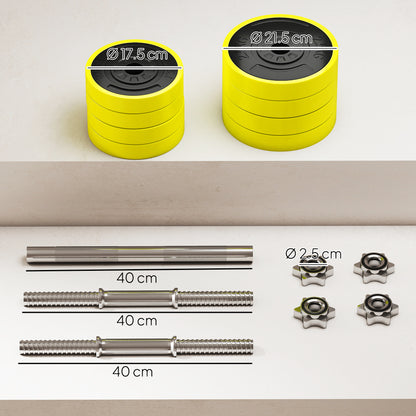 Adjustable 20KGS Barbell & Dumbbell Set for Home Gym, Yellow