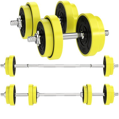 Adjustable 20KGS Barbell & Dumbbell Set for Home Gym, Yellow