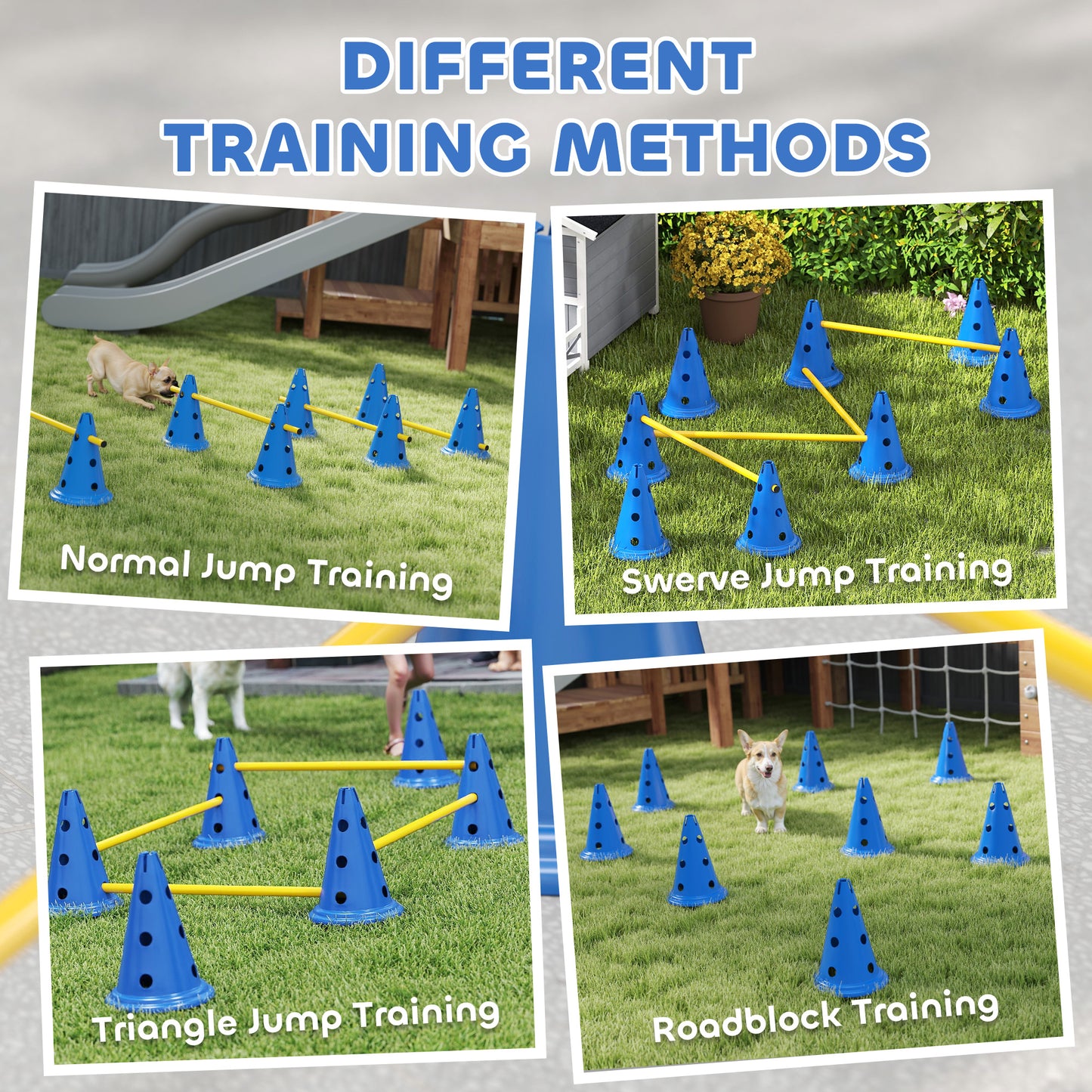 Dog Agility Equipment Set, Four-Piece Adjustable Height Jumping
