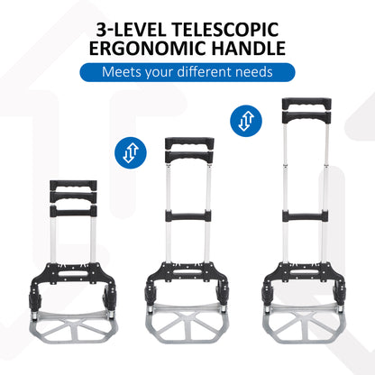 Heavy Duty Aluminium Foldable Hand Truck Trolley, 70KG Load Capacity