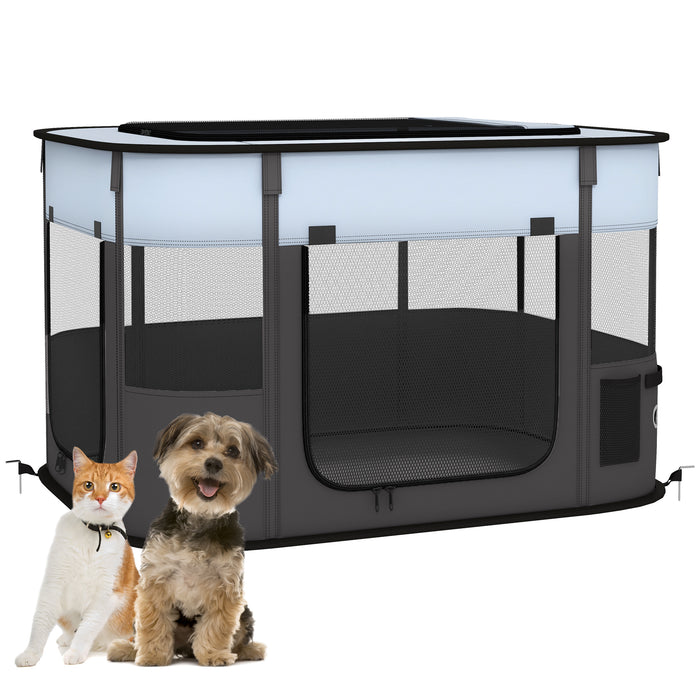 Portable Dog Pen for Puppies, Rabbits, Kittens, Guinea Pigs - Grey