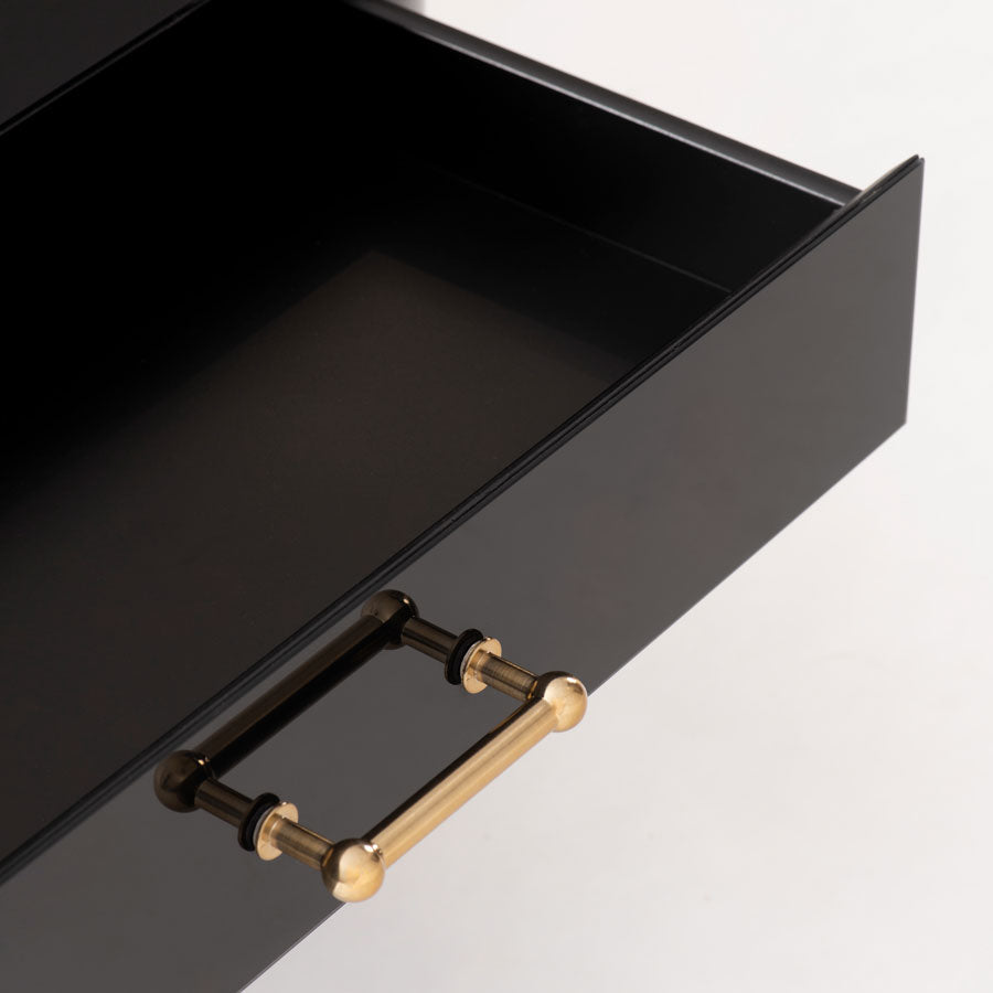 Mason Black Glass Coffee Table – Brushed Gold Legs
