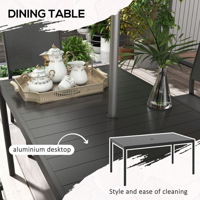 Seven-Piece Steel Dining Set, with Aluminium-Top Table