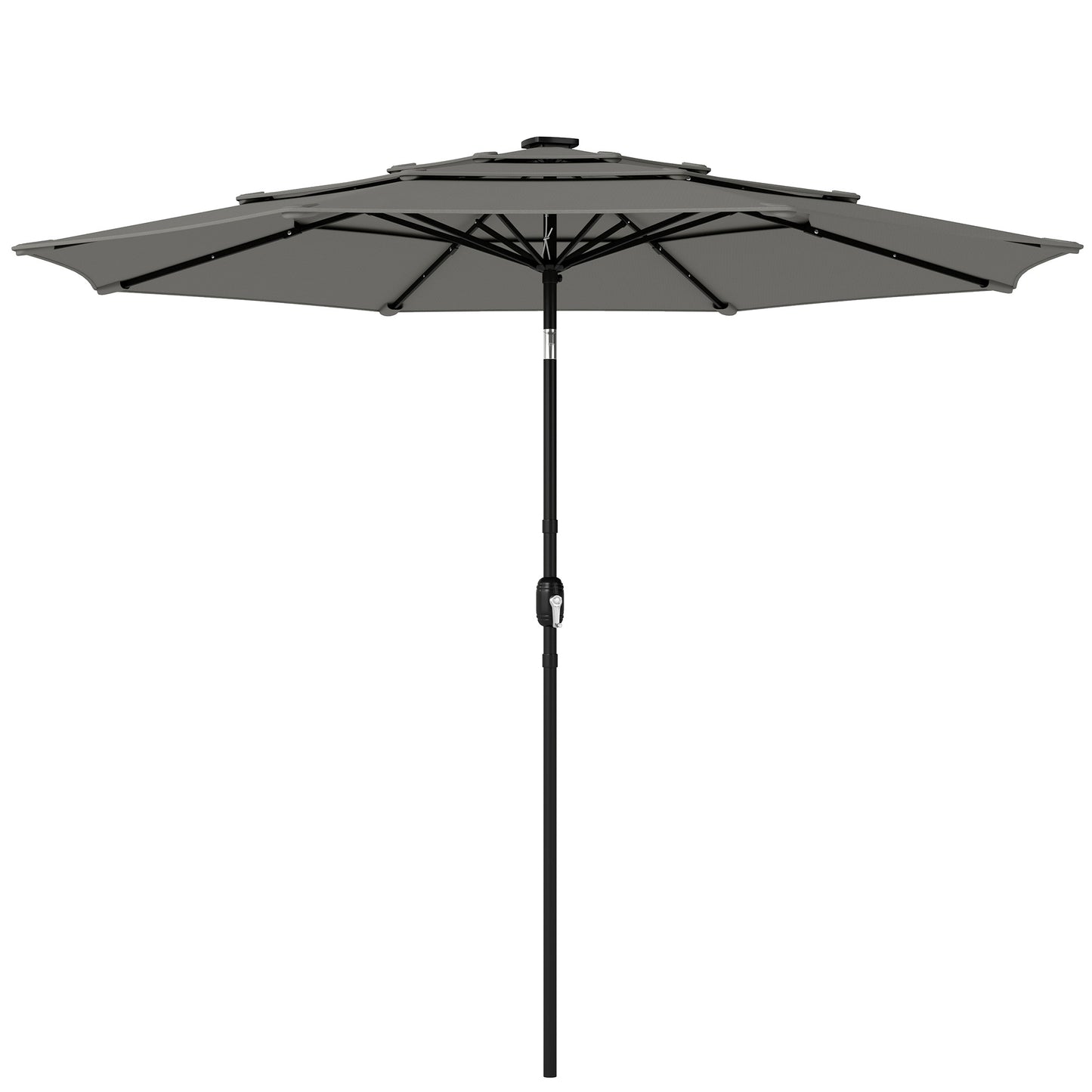Garden Parasol, Outdoor Umbrella with Tilt Function, Grey