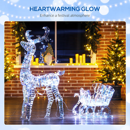 Lighted Christmas Reindeer with Sleigh, Waterproof Holiday Decor