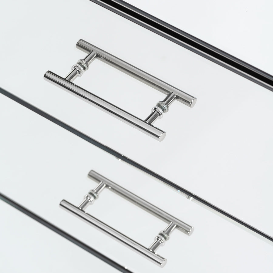 Harper Mirrored Side Table – Silver Details