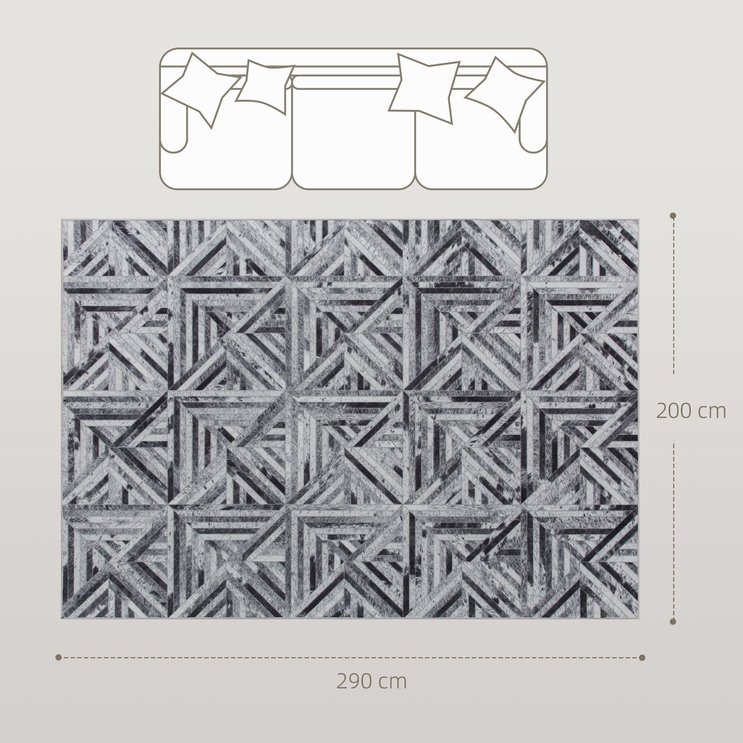 Non-Slip Washable Rug, Chenille Floor Carpet for Living Room, Black