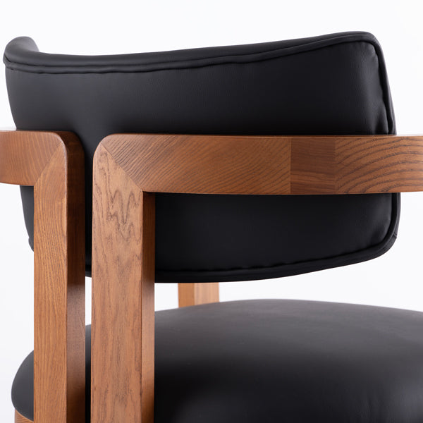 Jolie Dining Chair – Black Faux Leather – Chestnut Frame