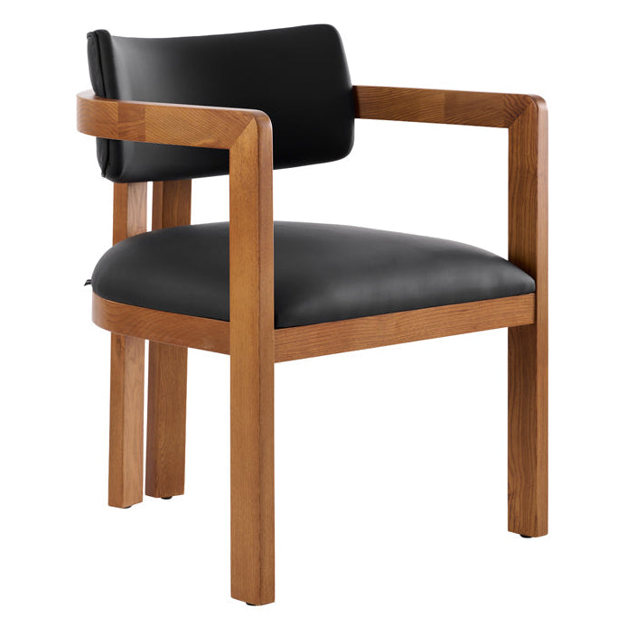 Jolie Dining Chair – Black Faux Leather – Chestnut Frame