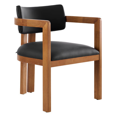 Jolie Dining Chair – Black Faux Leather – Chestnut Frame