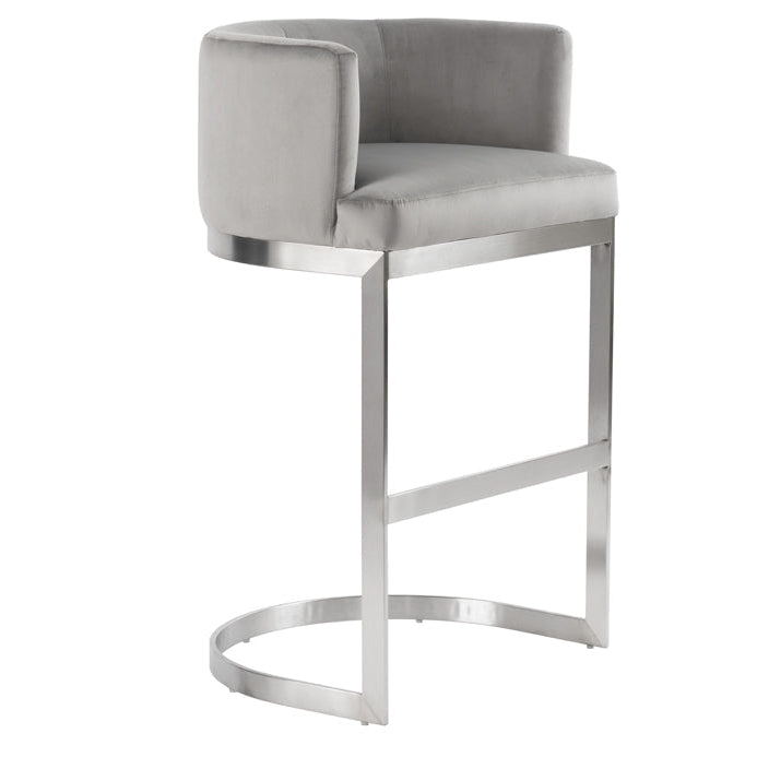 Lasco Bar Stool – Dove Grey - Brushed Stainless Steel Base