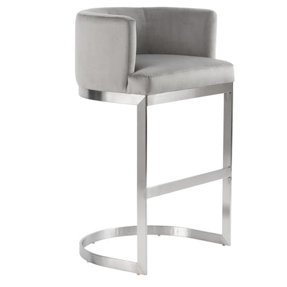 Lasco Bar Stool – Dove Grey - Brushed Stainless Steel Base