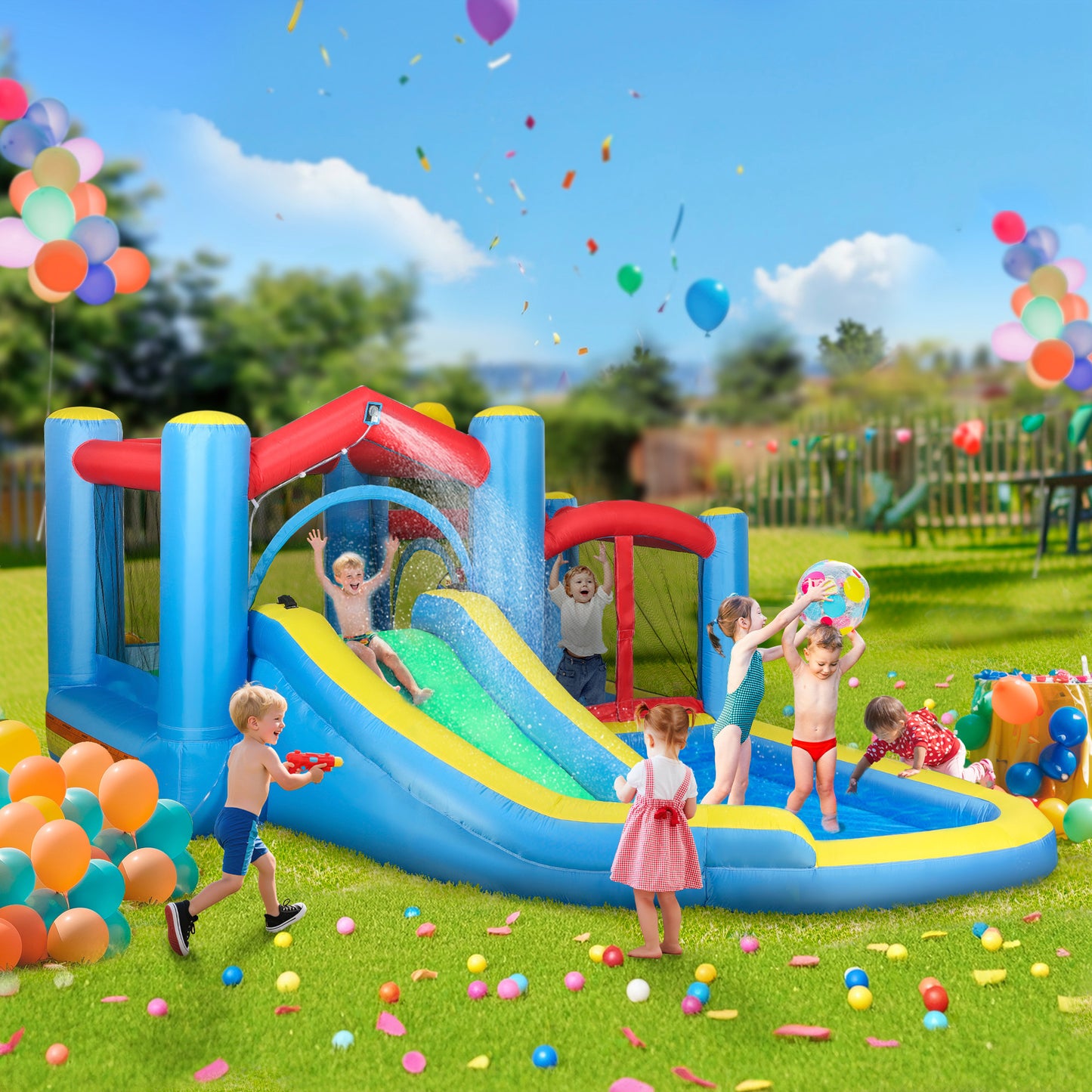 Inflatable Bouncy Castle with 550W Blower, 385 x 290 x 180 cm