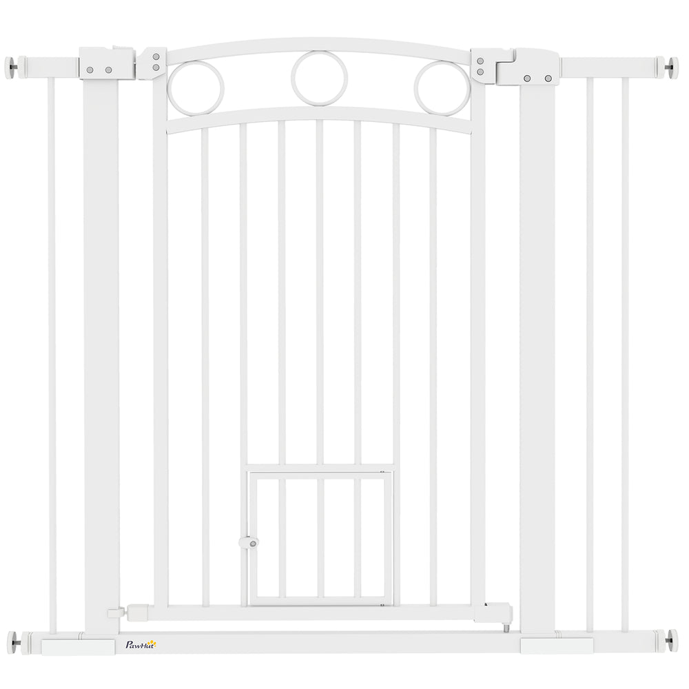 Stair Gate with Cat Door, Adjustable Width 76-104cm & 96cm Tall