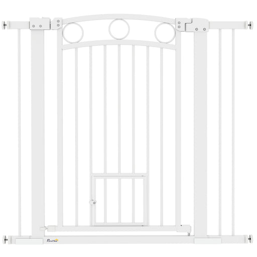 Stair Gate with Cat Door, Adjustable Width 76-104cm & 96cm Tall