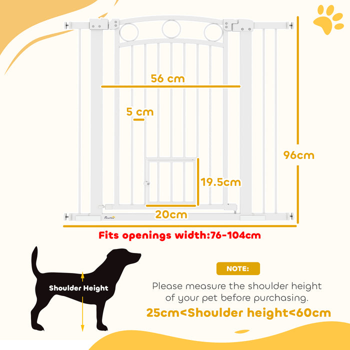 Stair Gate with Cat Door, Adjustable Width 76-104cm & 96cm Tall