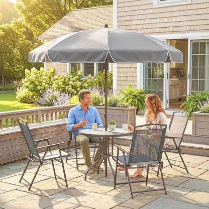 Garden Dining Set, Patio Sets with Tempered Glass Table