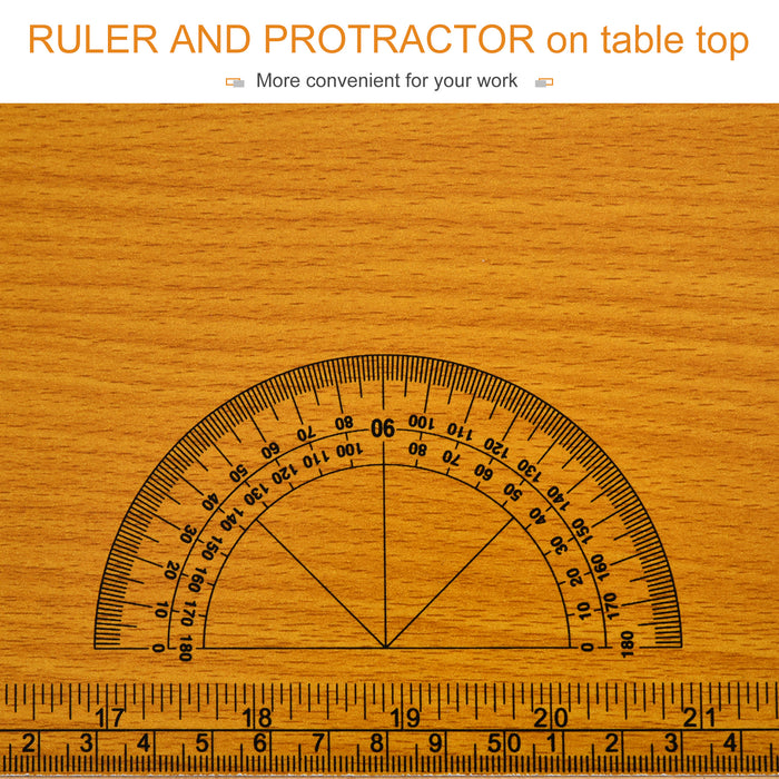 Foldable Garage Work Bench, Craft Table MDF Workstation, Heavy-duty Steel Frame with Ruler, Protractor