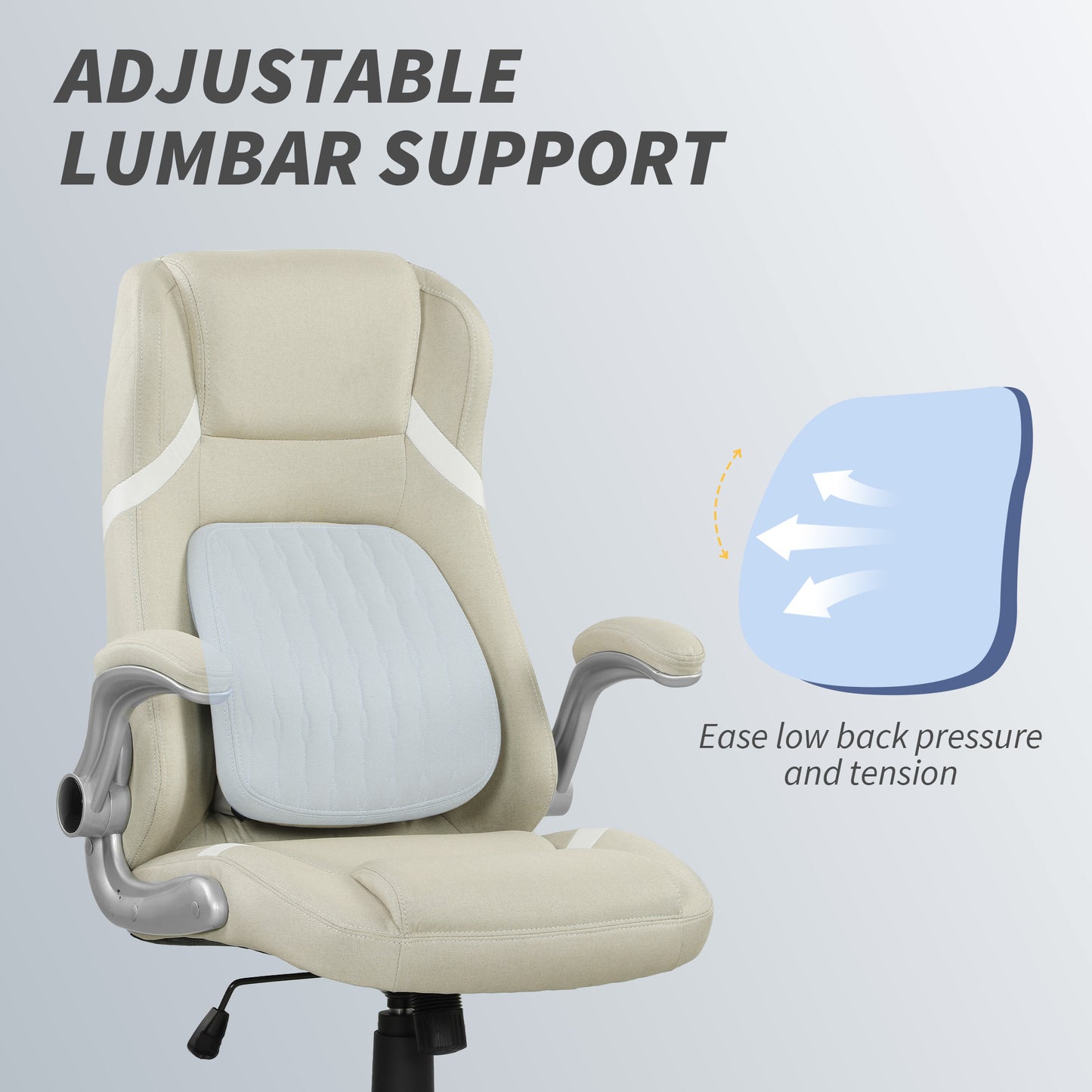 Fabric Office Desk Chair w/ Adjustable Height Tilt Function Beige