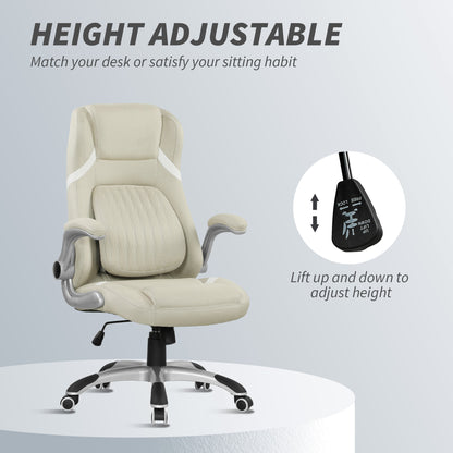 Fabric Office Desk Chair w/ Adjustable Height Tilt Function Beige