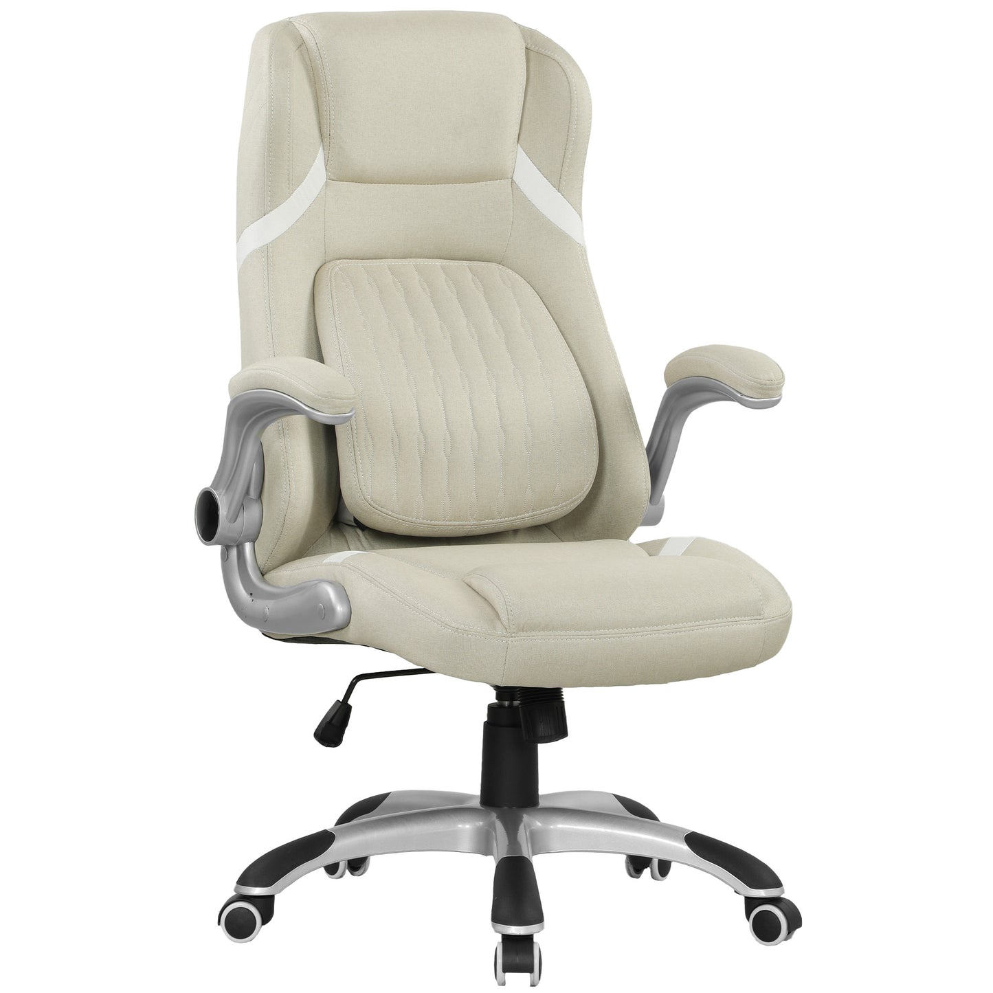 Fabric Office Desk Chair w/ Adjustable Height Tilt Function Beige
