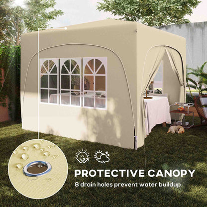 3 x 3(m) UPF50+ Pop Up Gazebo with Sides and Carry Bag, Sand