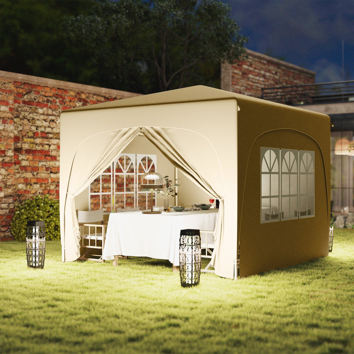 3 x 3(m) UPF50+ Pop Up Gazebo with Sides and Carry Bag, Sand