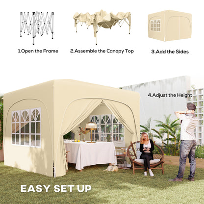 3 x 3(m) UPF50+ Pop Up Gazebo with Sides and Carry Bag, Sand