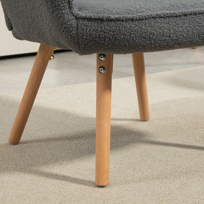 Upholstered Tufted Wingback Armchair with Seat Padding, Dark Grey