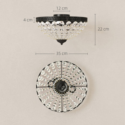 Chandelier Crystal Ceiling Light with E14 Base 2-Lights, Black