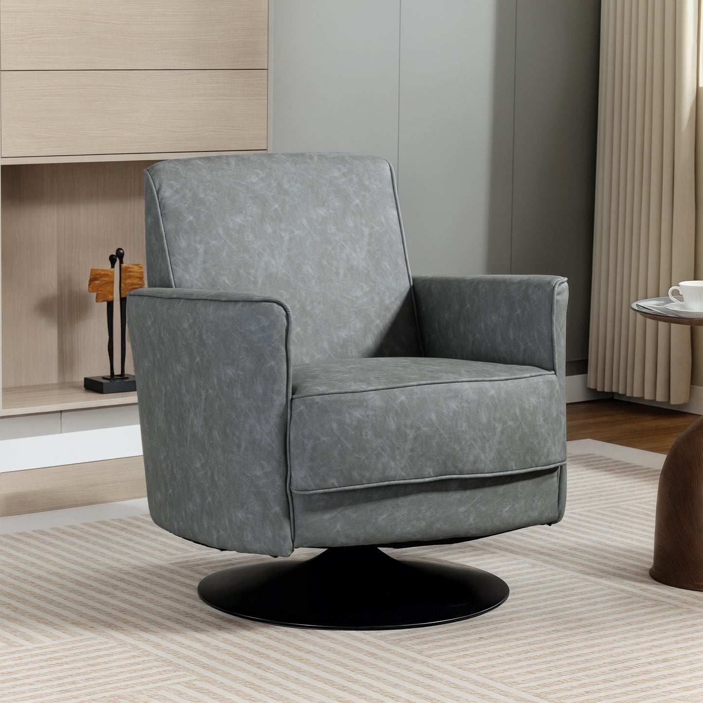 Upholstered PU Leather Armchair for Living Room, Grey