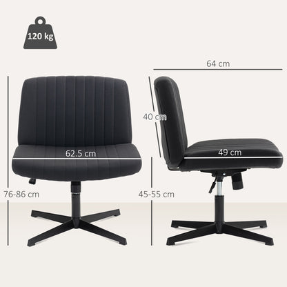 Linen Criss Cross Legged Office Chair with Tilt Function, Black