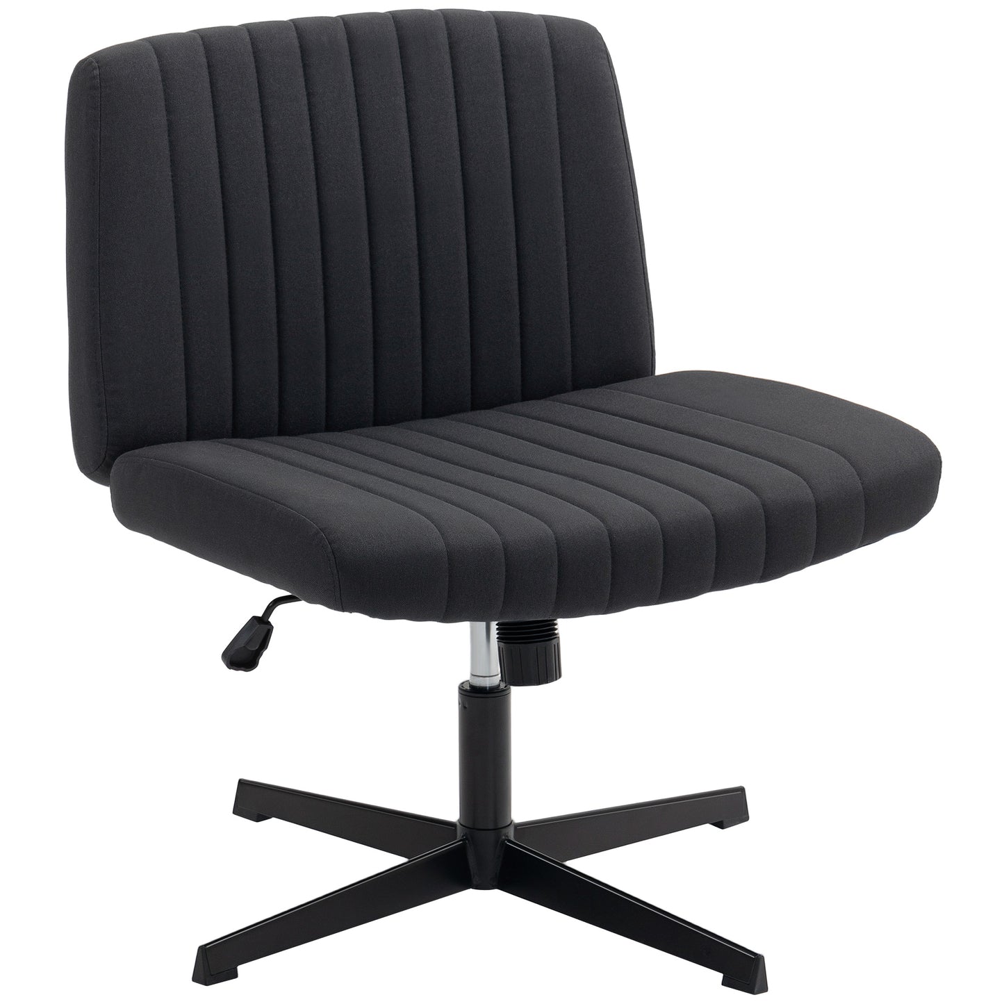 Linen Criss Cross Legged Office Chair with Tilt Function, Black