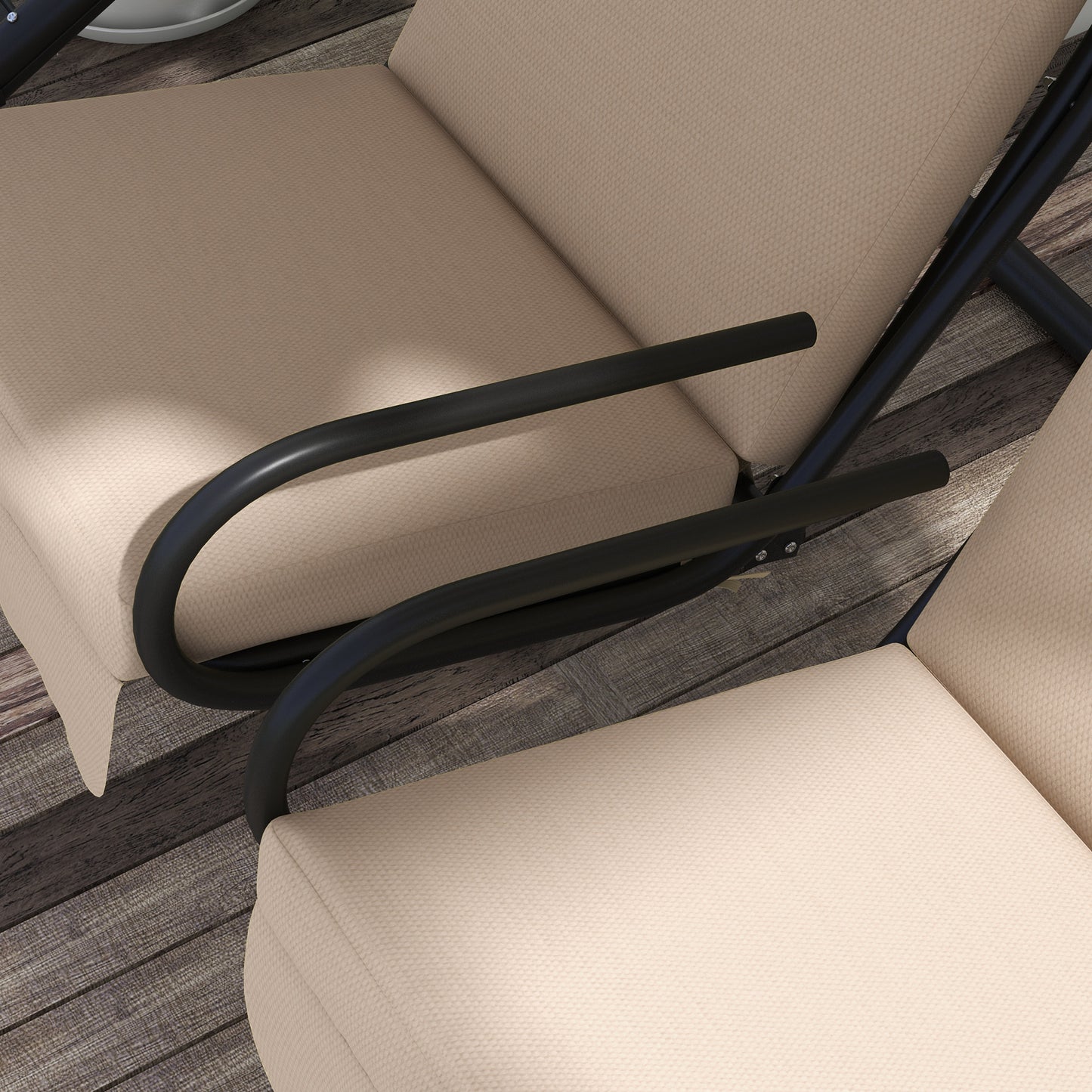 Canopy Swing Chair Modern Garden Swing Seat Outdoor Relax Chairs w/ 2 Separate Chairs, Cushions and Removable Shade Canopy, Beige