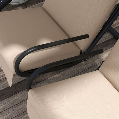 Canopy Swing Chair Modern Garden Swing Seat Outdoor Relax Chairs w/ 2 Separate Chairs, Cushions and Removable Shade Canopy, Beige