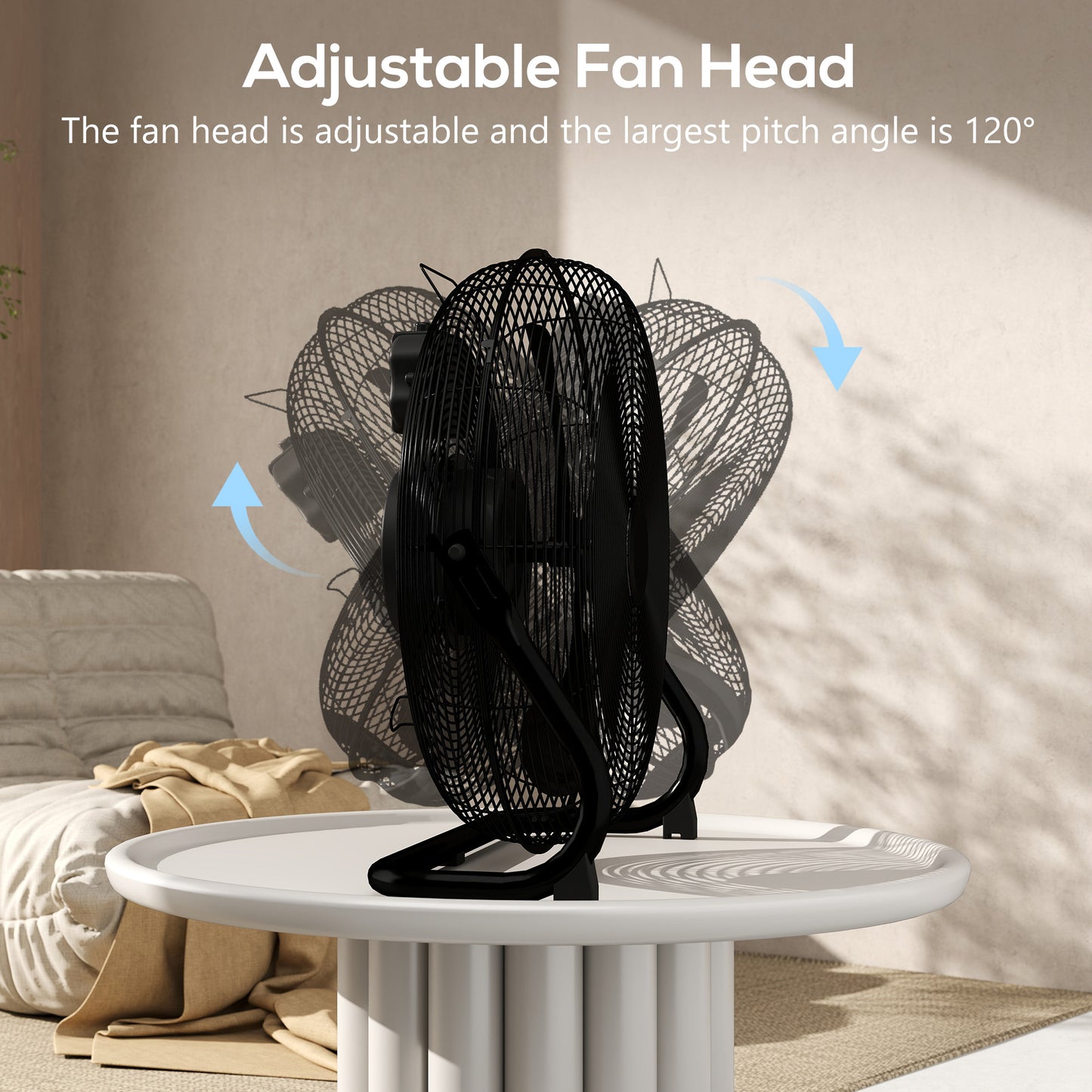 20" 100W Desk Fan Home Office Moving Oscillation with 3-Speed Wind