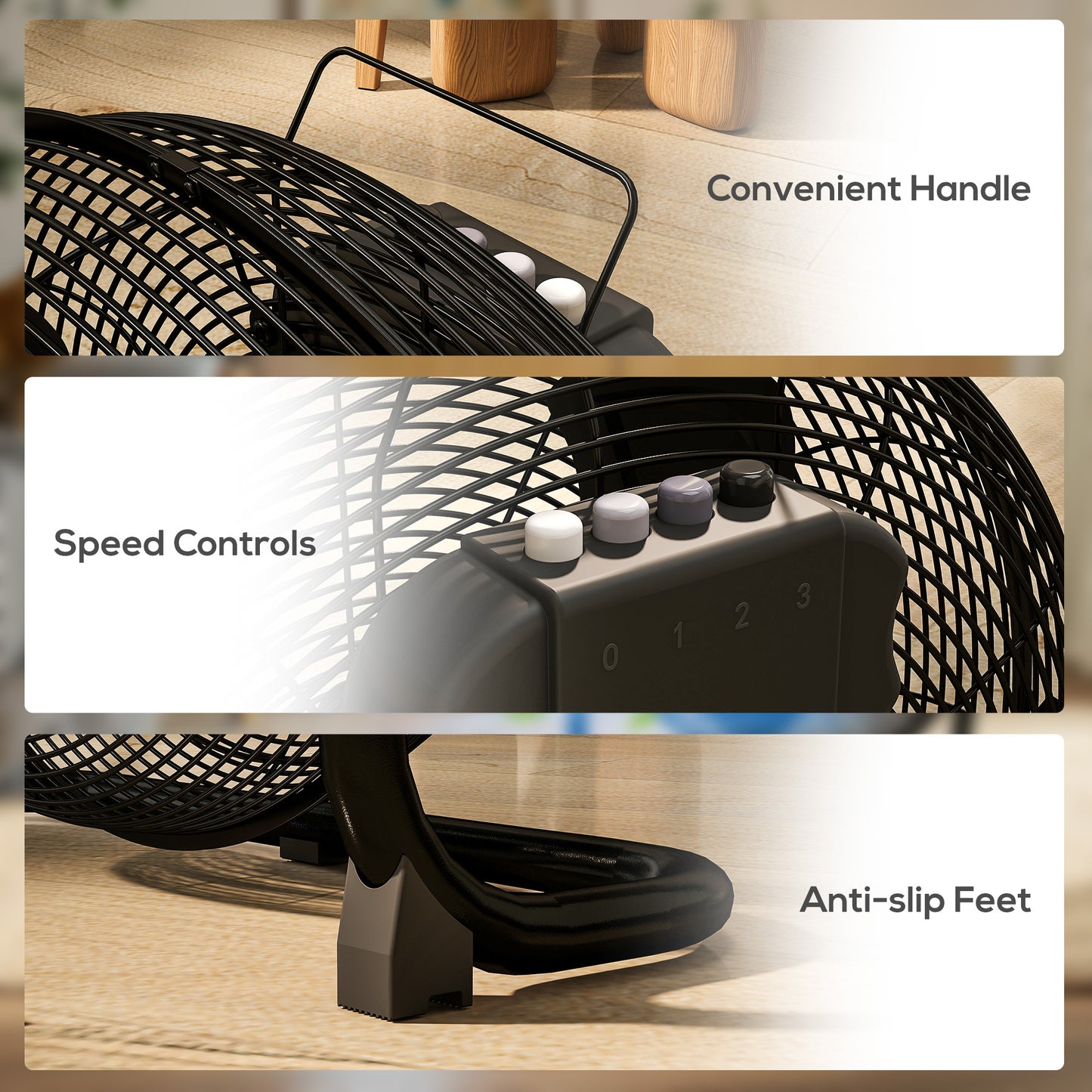 20" 100W Desk Fan Home Office Moving Oscillation with 3-Speed Wind