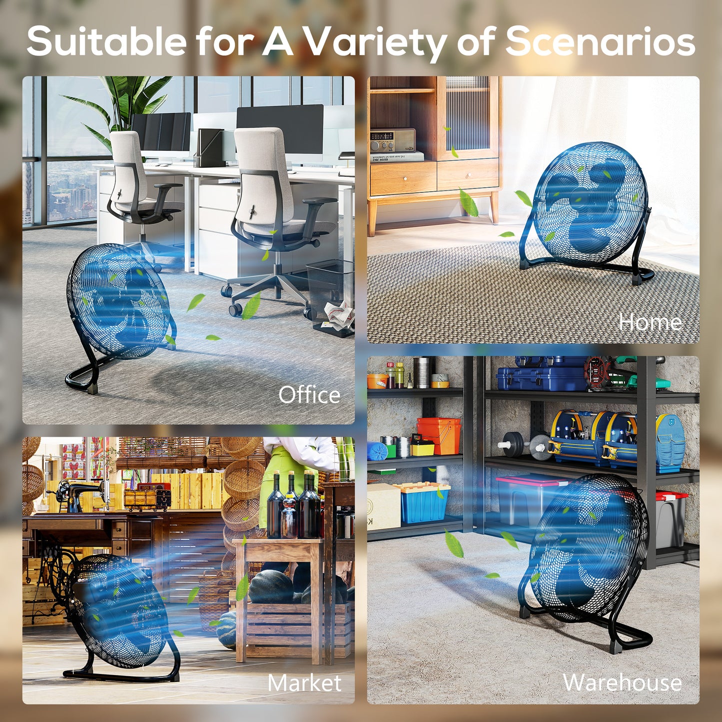 20" 100W Desk Fan Home Office Moving Oscillation with 3-Speed Wind