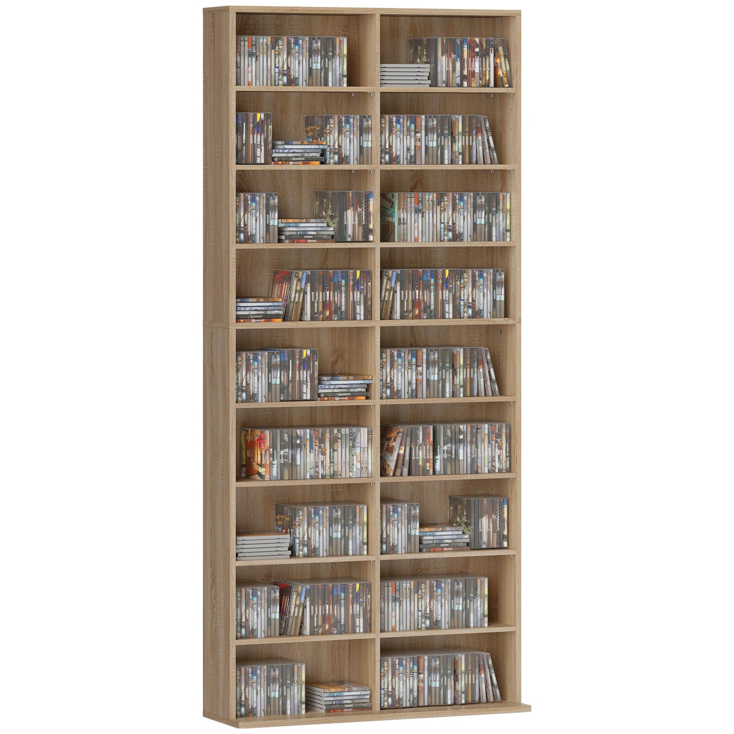 640 CD Storage Unit 360 DVD Storage Tower w/ 18 Compartments Natural