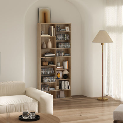640 CD Storage Unit 360 DVD Storage Tower w/ 18 Compartments Natural