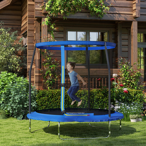 8ft Outdoor Trampoline with Safety Enclosure Net, Blue